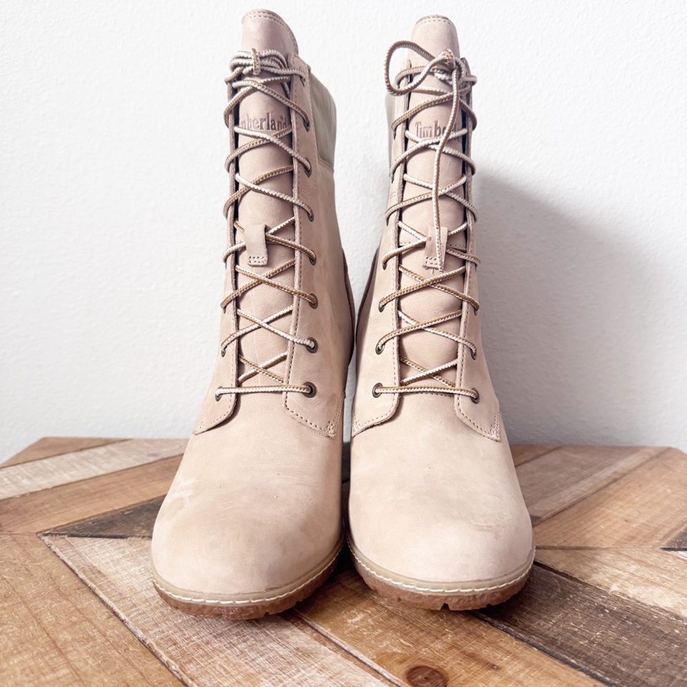 Timberland Glancy Light Taupe Nubuck Lace Up Boots - Picture 7 of 11